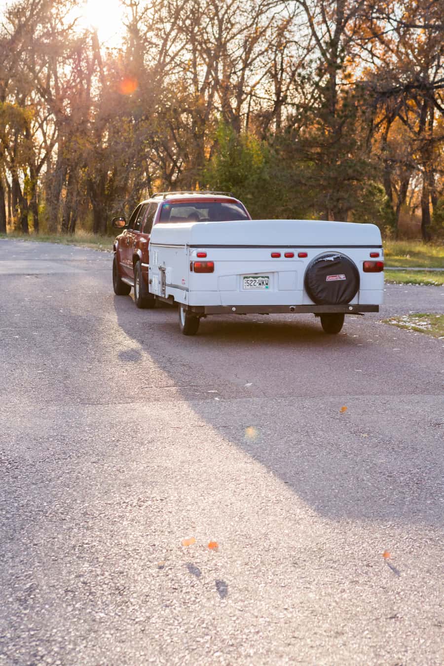 car towing a pop up